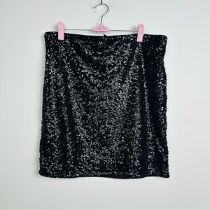 H&M Shimmering Sequins Black Mini Skirt Size Large
